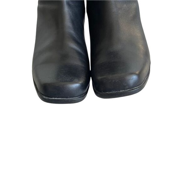 AQUA College Black Leather Insulated Tall Winter Heel Boots Square Toe 8.5 - Picture 10 of 16